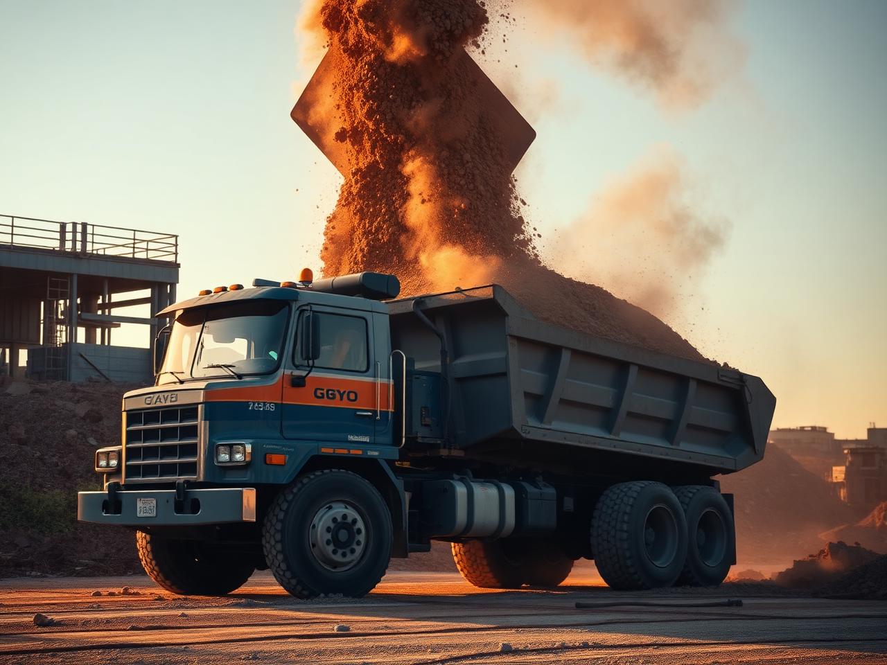 Pickup truck on construction site